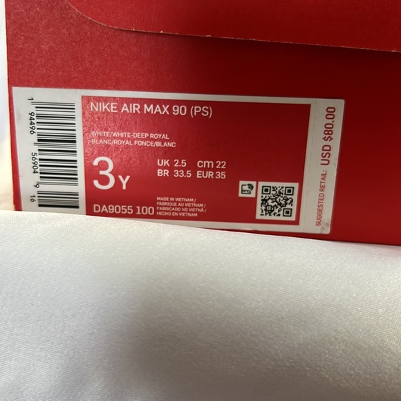 Nike Air Max 90 "Deep Royal University Red" size 3Y - Picture 5 of 6